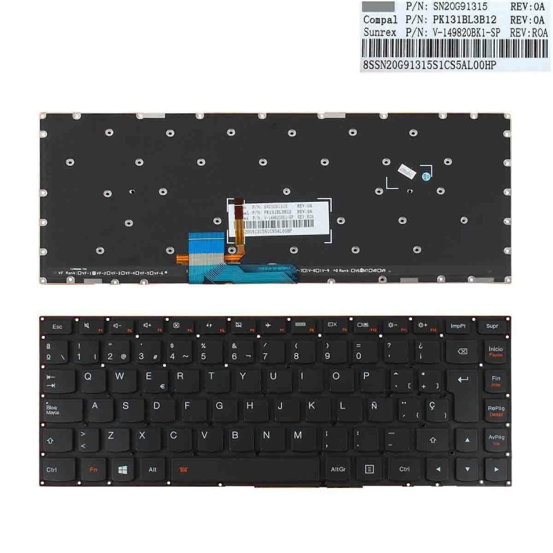 TECLADO PARA PORTÁTIL LENOVO YOGA 3 14 PK131BL1B14