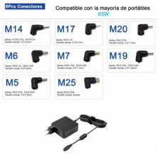 CARGADOR UNIVERSAL DE PARED ULTRA PORTABLE 65W 8TIPS