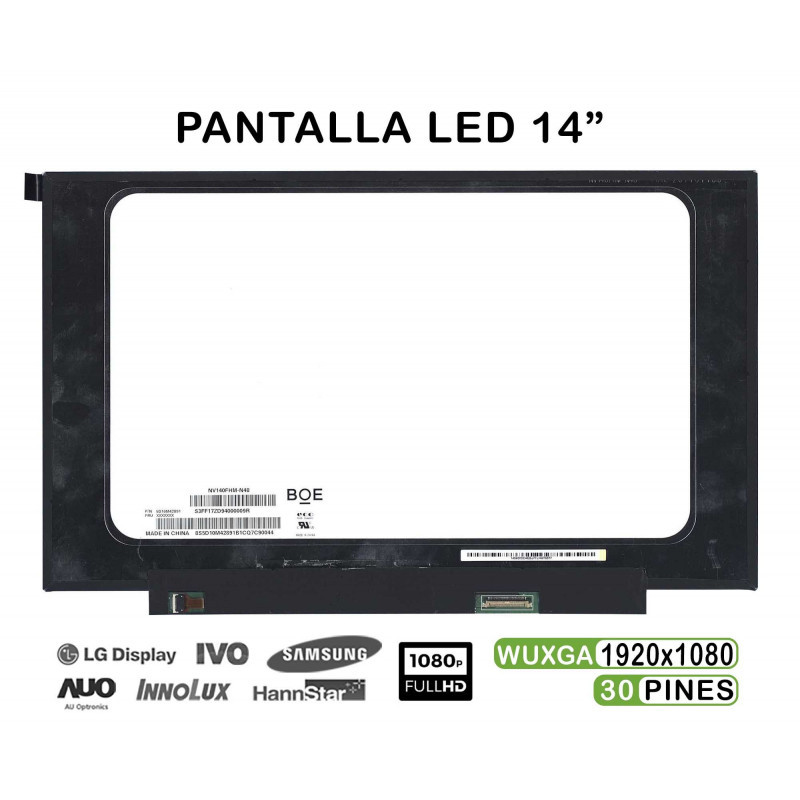 PANTALLA LED DE 14" FHD PARA PORTÁTIL NV140FHM-N61 00NY436