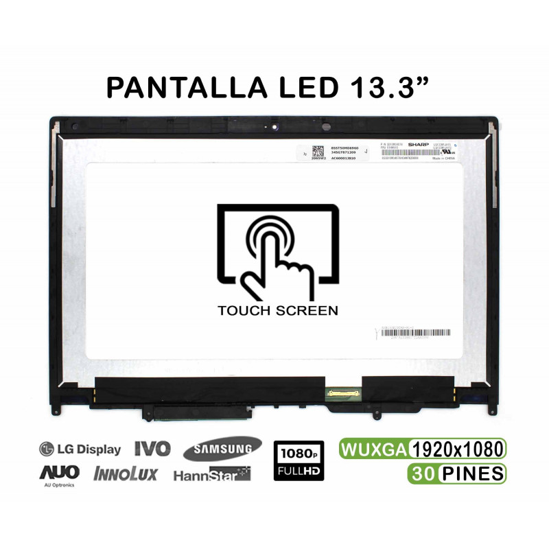 PANTALLA CON TÁCTIL DE 13.3" PARA PORTÁTIL LENOVO THINKPAD X380 YOGA 20LH FHD 02DA168