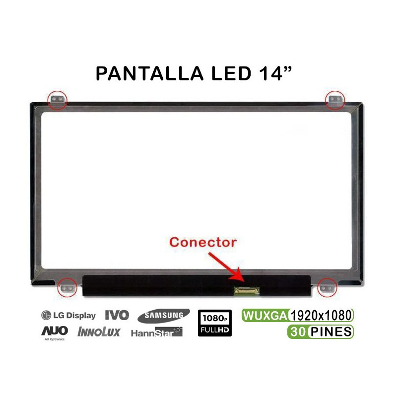 PANTALLA LED DE 14" PARA PORTÁTIL B140HTN01.0 B140HTN01.1 B140HTN01.2