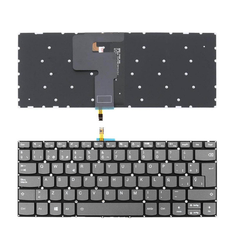 TECLADO RETROILUMINADO PARA PORTÁTIL LENOVO IDEAPAD 330-14IKB GRIS SIN MARCO