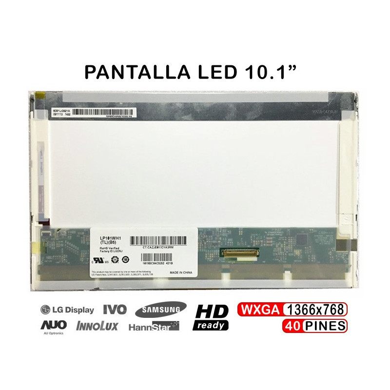 PANTALLA LED DE 10.1" PARA PORTÁTIL LP101WH1 TL B5 40 PINES