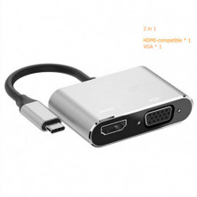 Convertidor tipo C a HDMI y VGA 4K HDMI-Adaptador USB C 3,0 VGA, Nuevo