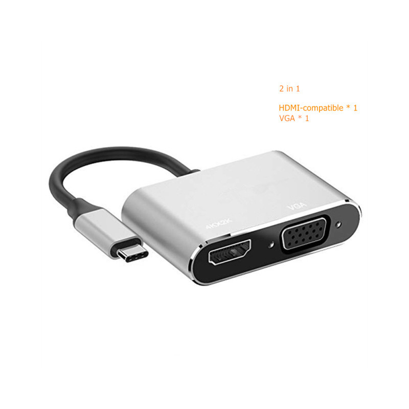 Convertidor tipo C a HDMI y VGA 4K HDMI-Adaptador USB C 3,0 VGA, Nuevo