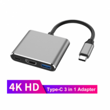 Convertidor USB-C a HDMI, USB-C 3.0 divisor compatible 3 en 1, 4K, PD, Carga Rápida, Nuevo