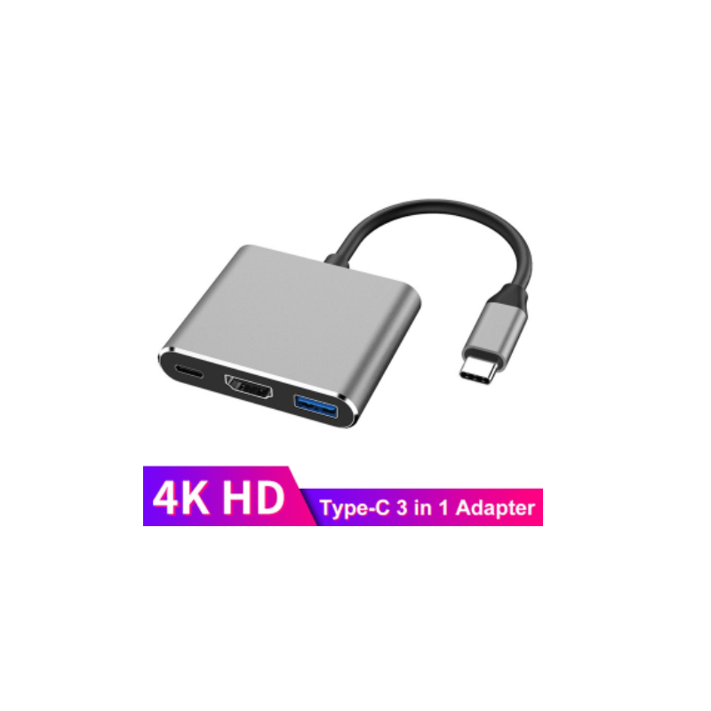 Convertidor USB-C a HDMI, USB-C 3.0 divisor compatible 3 en 1, 4K, PD, Carga Rápida, Nuevo