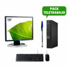 Pack Teletrabajo Monitor 19" + Sobremesa Mini PC i5 7500T + Teclado + Ratón, WiFi