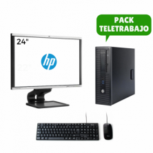 Pack Teletrabajo Monitor 24" + Sobremesa i3 4160 + Teclado + Ratón, WiFi