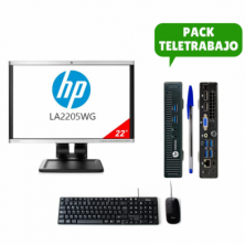 Pack Teletrabajo Monitor 22" + Sobremesa Mini PC i5 4570T + Teclado + Ratón, WiFi