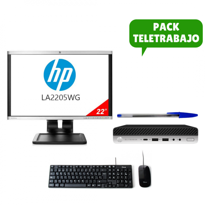 Pack Teletrabajo Monitor 24" + Sobremesa Mini PC i5 6500 + Teclado + Ratón, WiFi