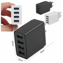 Cargador USB Inteligente con 4 Puertos, 5,1A Quick Charge Carga Rapida, Cargador USB Multipuerto Enchufe Europeo para Phone X/XS