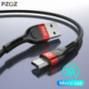 Cable USB Micro USB 1M 3A PZOZ Carga rápida Quick Charge Aluminio Rojo