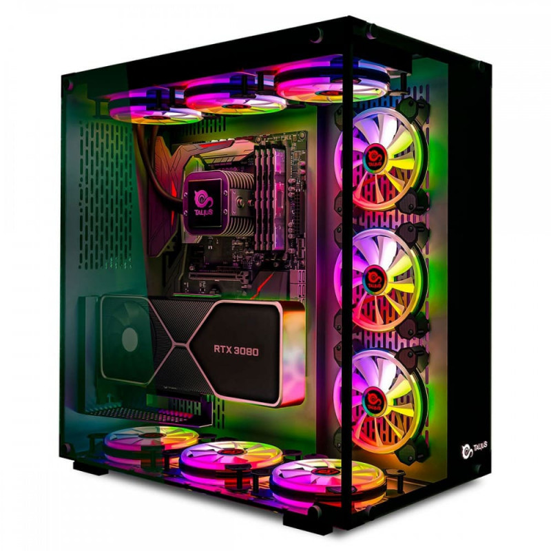 Talius caja Atx gaming Cronos black RGB cristal templado USB 3.0