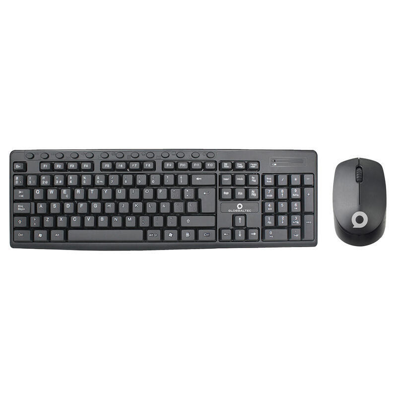 Kit Teclado + Ratón Inalámbrico Globbaltec KB-159, Español, Negro, Nuevo