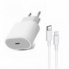 Cargador Iphone 12 + Cable 20W Móvil USB C, USB C 3.0 a Lightning Iphone Carga Rápida