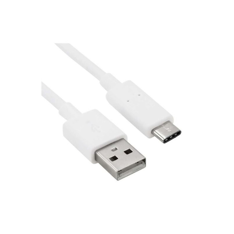 Cable USB Tipo C 1M - USB carga y datos, Blanco Samsung, Huawei - 1º Calidad