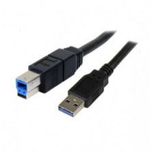 Cable USB 3.0 Tipo A-B 1,8M - USB carga y datos, Negro - 1º Calidad