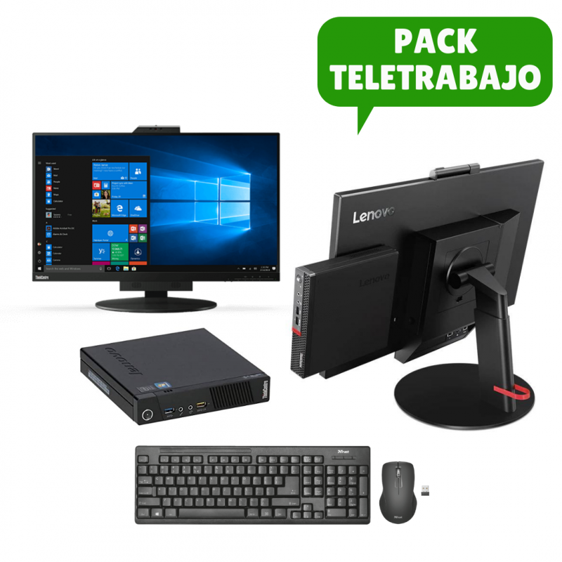 Pack Teletrabajo Todo en 1 Tiny i5 4ª Gen + Monitor 22" + Teclado + Ratón + Webcam, WiFi