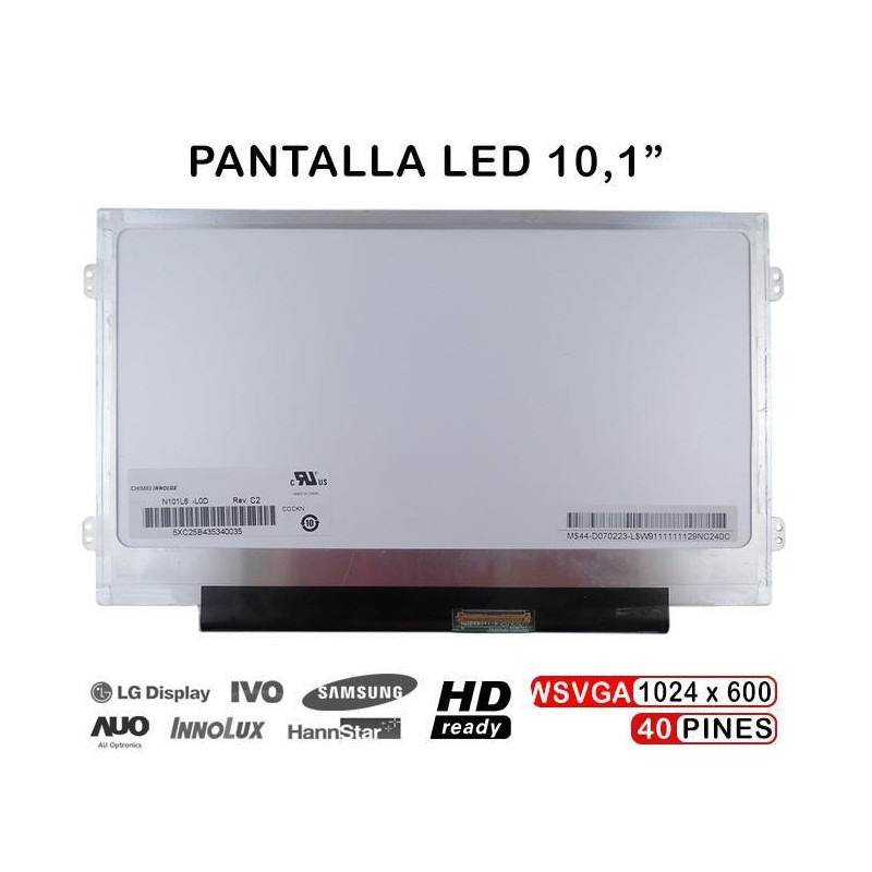 PANTALLA NETBOOK 10.1 PULGADAS B101AW06 WSVGA N101L6 L0A REV.C2 EXTRAFINA