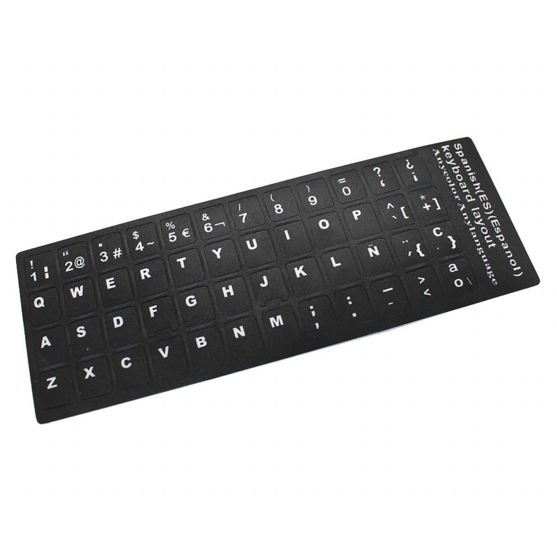 PEGATINA PARA CONVERTIR TECLADO EN IDIOMA ESPAÑOL / CASTELLANO NEGRO