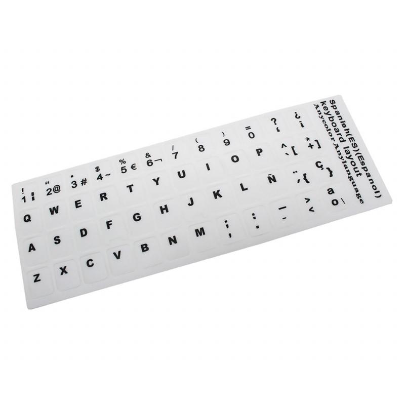 PEGATINA PARA TECLADO CASTELLANO BLANCO CON LETRAS NEGRAS