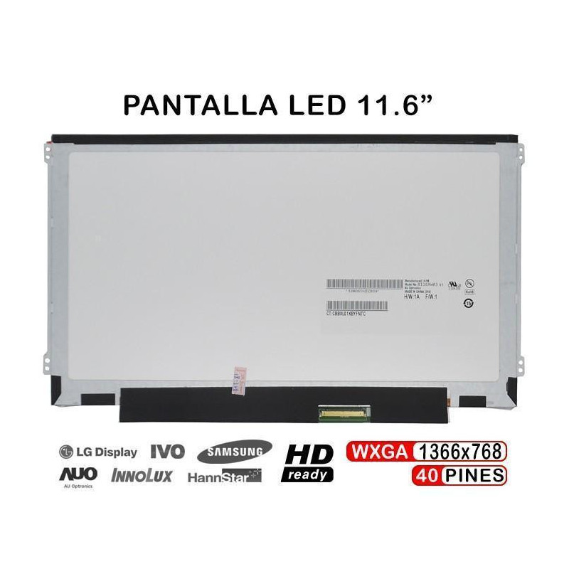 PANTALLA PORTÁTIL LCD LED 11,6" LP116WH2 TLC1 | N116BGE-L41 REV. C1