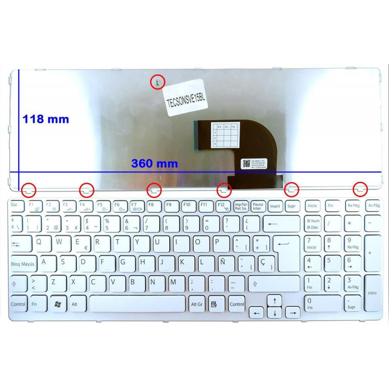 TECLADO BLANCO PARA PORTÁTIL SONY VAIO SVE15 SVE17 SERIES