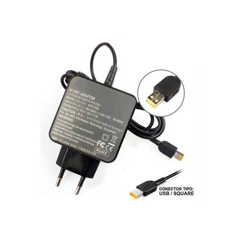 CARGADOR PARA TABLET LENOVO 12V 3A CONECTOR SQUARE