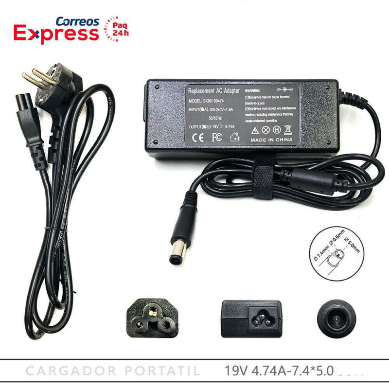 Adaptador Cargador HP 65W 18.5V 3,5A 7.4x5.0mm